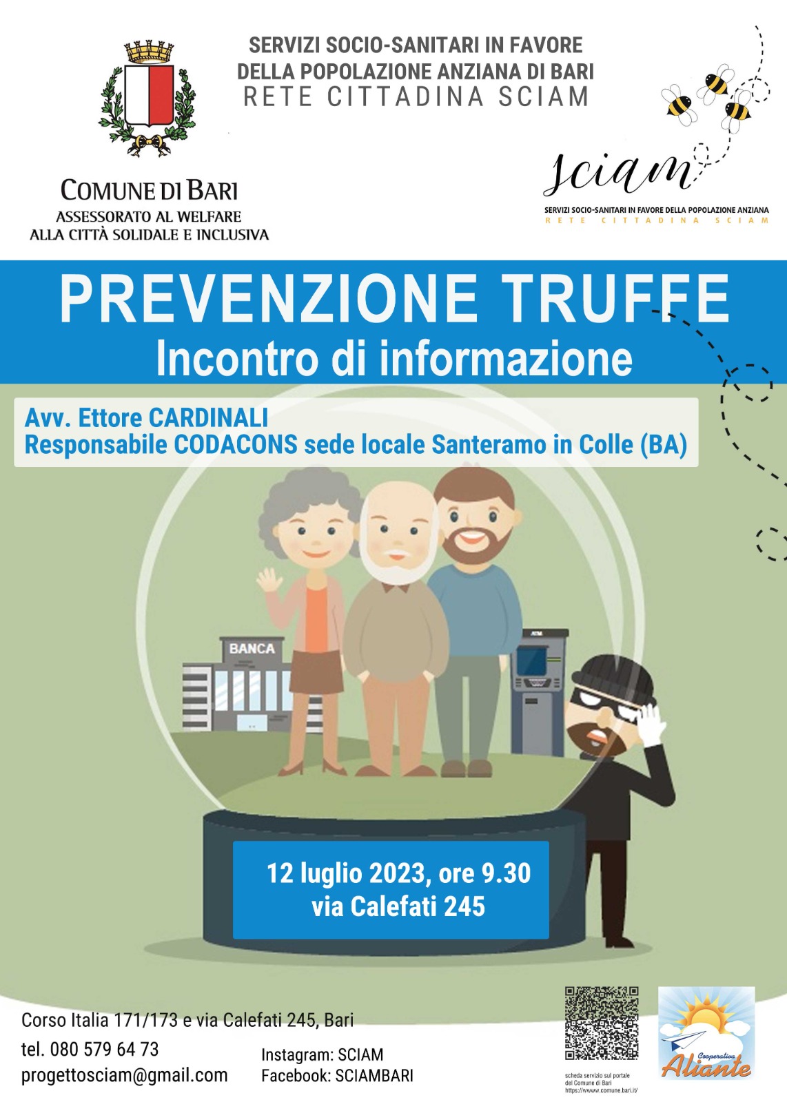 Prevenzione Truffe – Incontro di informazione  – SCIAM 12 Luglio 2023